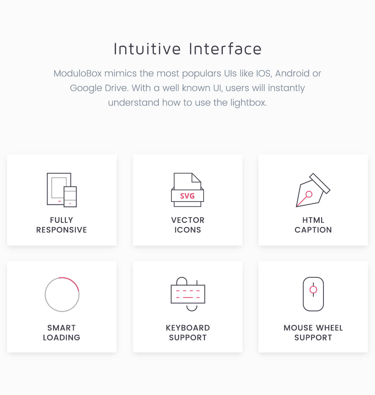 6   Intuitive interface - ModuloBox - ปลั๊กอิน NextGen Lightbox สำหรับ WordPress สร้างเว็บไซต์, ปลั๊กอิน เว็บขายของ, ปลั๊กอิน ร้านค้า, ปลั๊กอิน wordpress, ปลั๊กอิน woocommerce, ทำเว็บไซต์, ซื้อปลั๊กอิน, ซื้อ plugin wordpress, youtube, wp plugins, wp plug-in, wp, wordpress plugin, wordpress lightbox, wordpress, woocommerce plugin, woocommerce, vimeo, video, responsive, popup, plugin ดีๆ, photography, photo, multimedia, media, lightbox, javascript, images, grid, gallery, codecanyon
